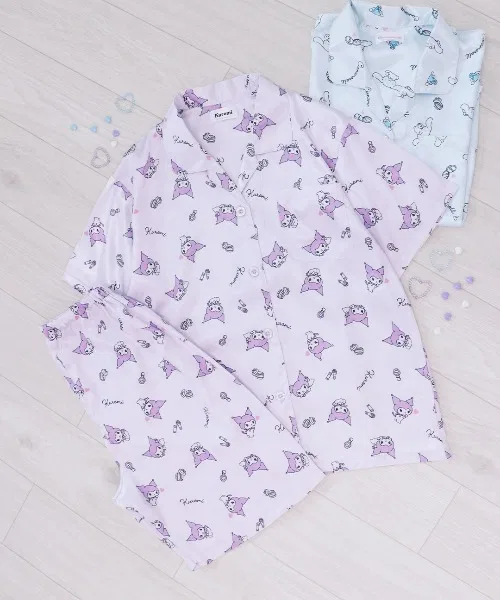 Детская пижама с коротким рукавом Sanrio Hello Kitty Pochacco Cinnamoroll Kuromi, Purple
