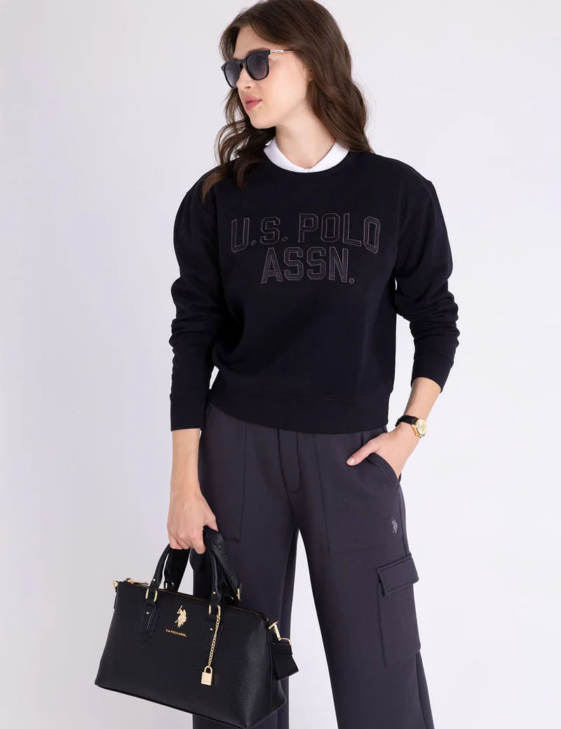 

Пуловер U.S. Polo Assn Sateen Applique Graphic Crew, черный