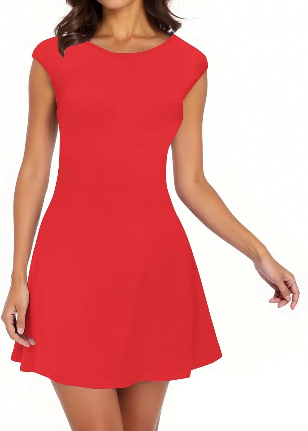 Женское коктейльное платье с капюшоном A-line, Red