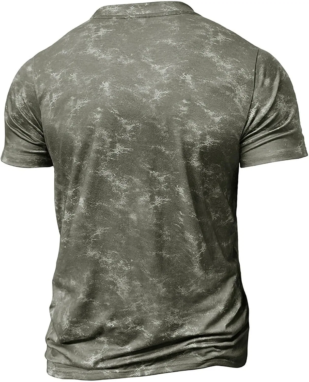 Мужская футболка с воротником-стойкой с tie-dye принтом, Army Green — фото 2