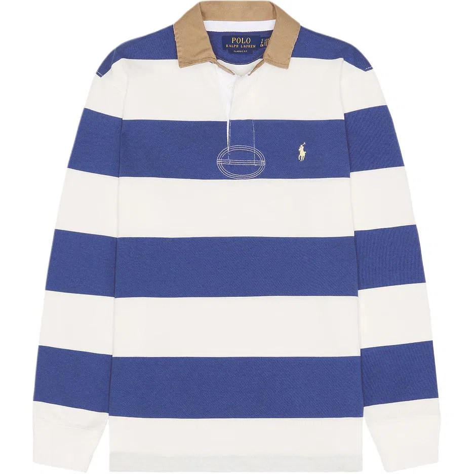 Мужское поло с длинным рукавом Classic Version Old Royal & Trophy Butter Polo Ralph Lauren, Old Royal & Trophy Butter