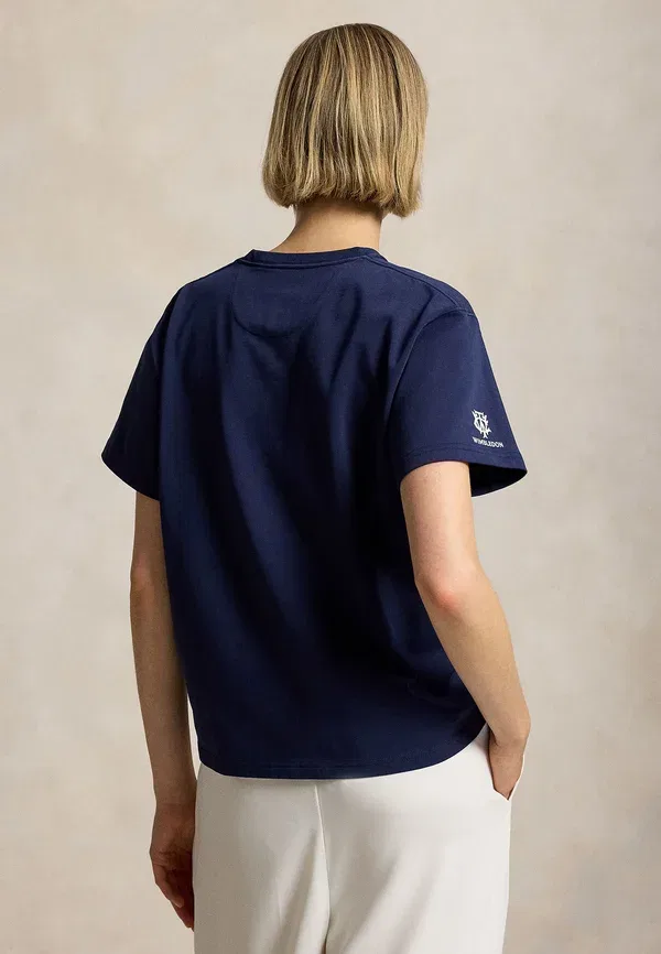 Футболка с принтом 100% хлопок Wimbledon logo cotton jersey tee Polo Ralph Lauren, Refined темно-синий — фото 3