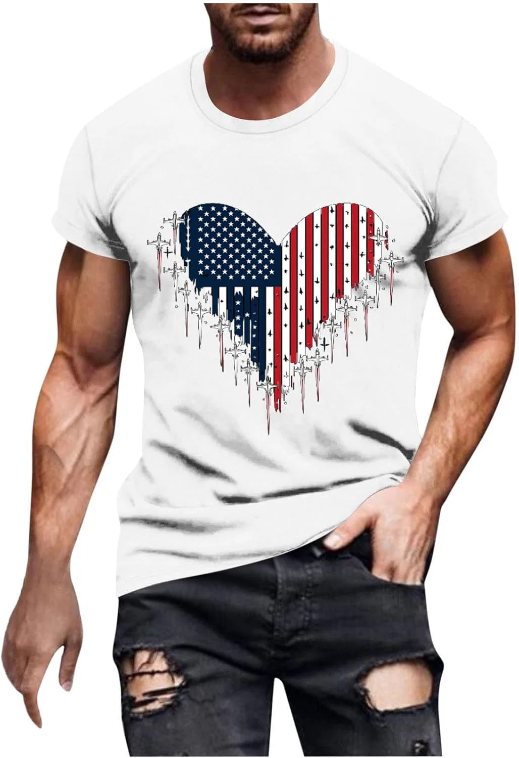 Мужская футболка с американским флагом Generic, White