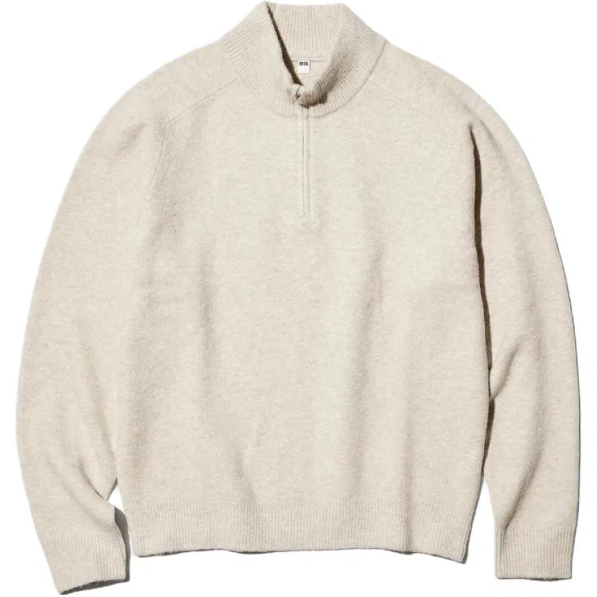 Мужской джемпер с воротником-стойкой 31 Beige UNIQLO