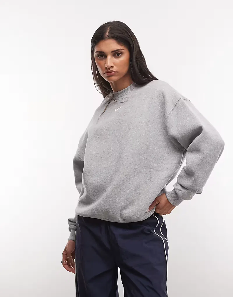 Толстовка Nike Studio Fleece средней плотности, свободного кроя, серый — фото 3