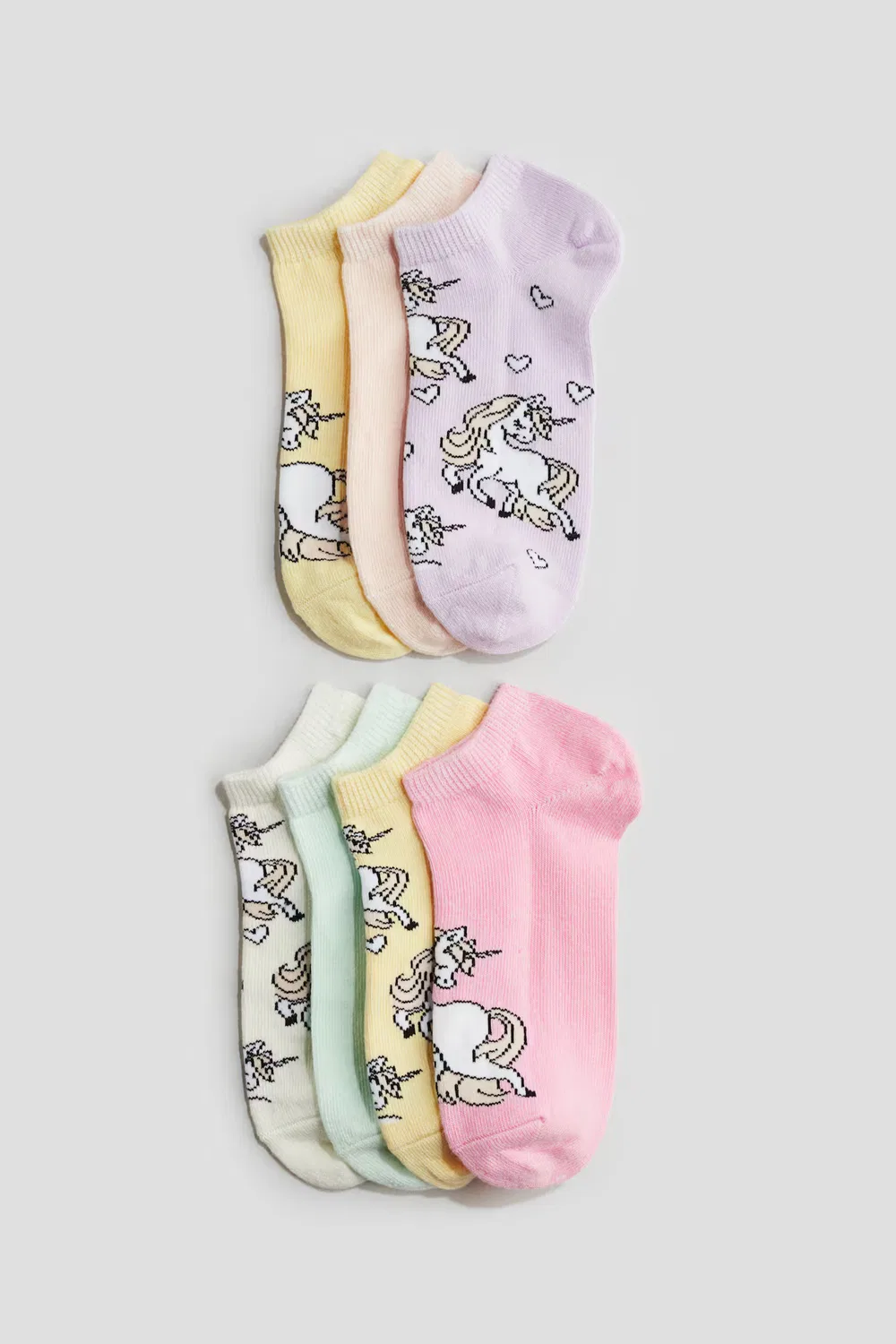 7 пар носков для кроссовок H&M, Rosa/Einhörner