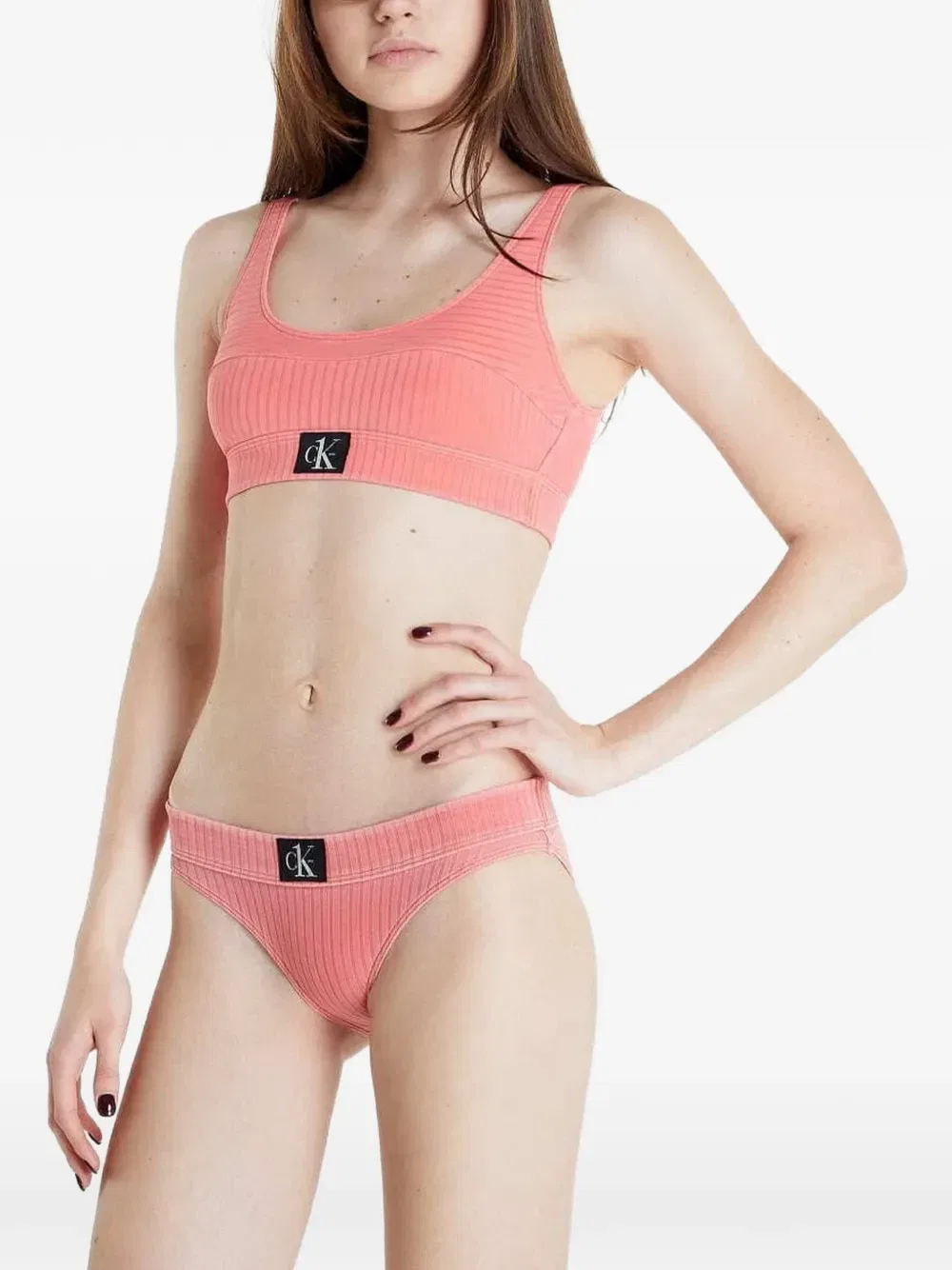 Плавки бикини с логотипом-нашивкой Calvin Klein, розовый