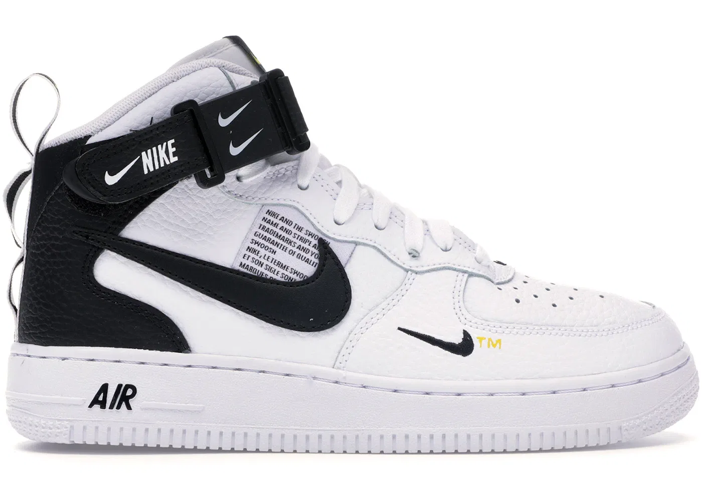 Детские кроссовки Lifestyle с высокой посадкой Nike Air Force 1 Mid Utility Nike, White/Tour Yellow-Black