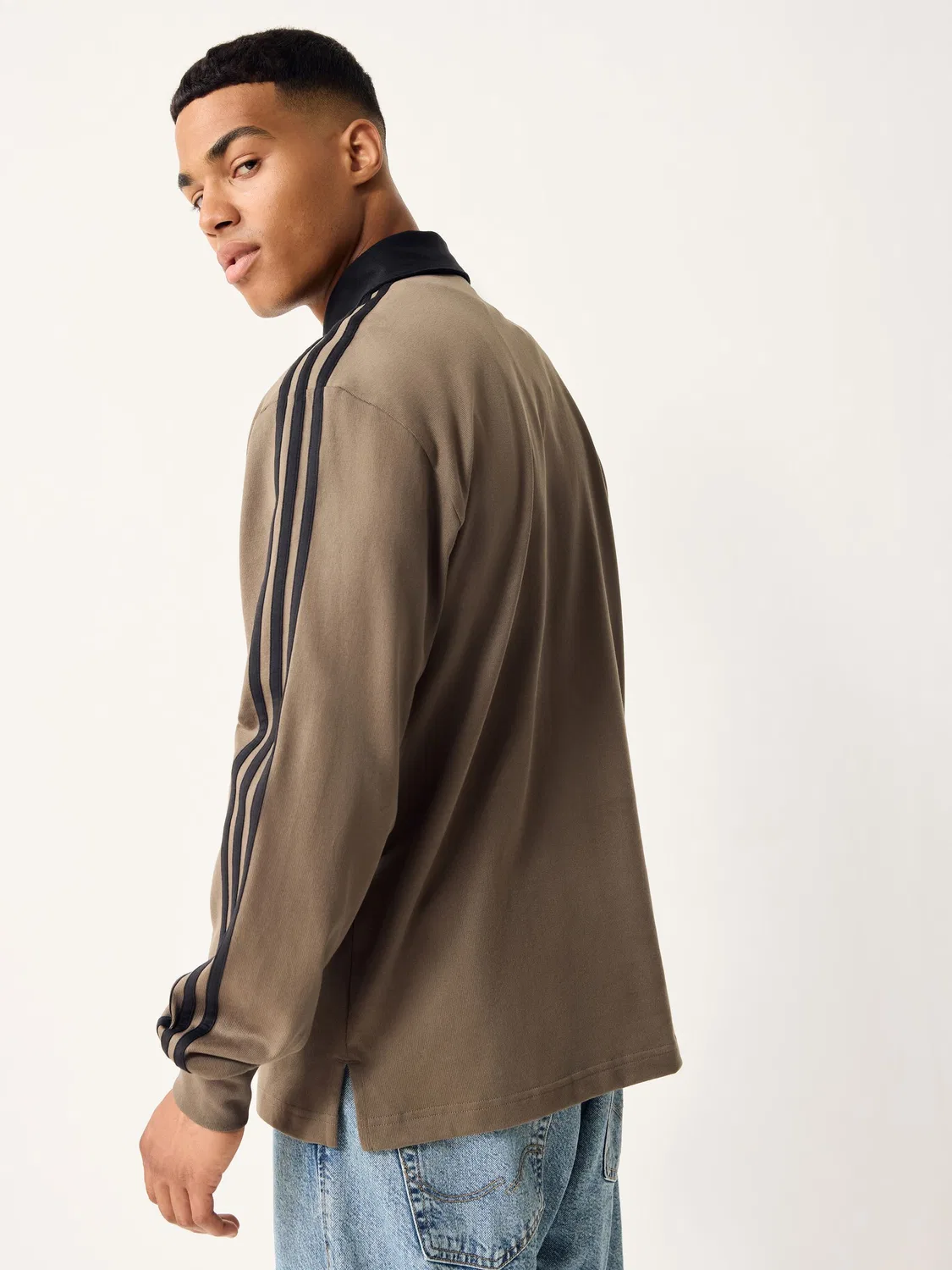 Поло регби с длинным рукавом, adidas Originals, коричневый — фото 3
