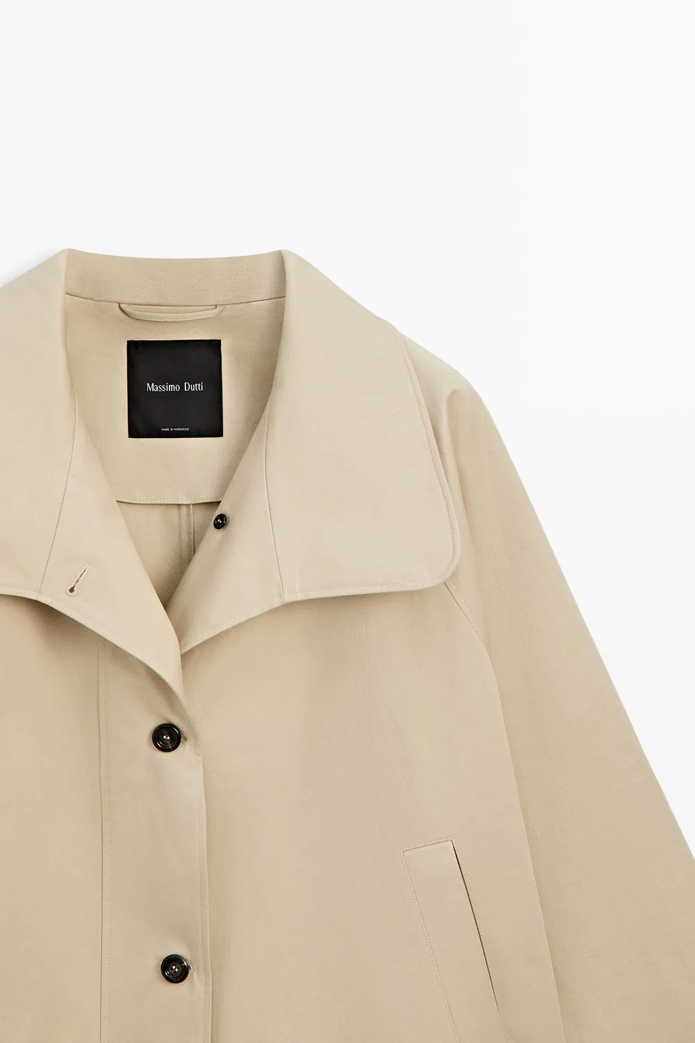 Куртка-накидка Massimo Dutti, из хлопка, бежевая — фото 4