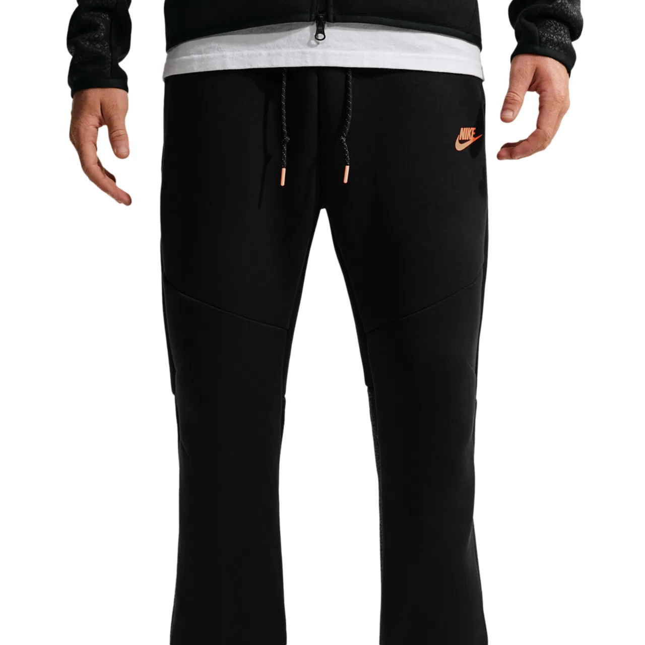 Мужские брюки из премиального флиса Tech Fleece Open Hem Pants Nike, черный с оранжевым