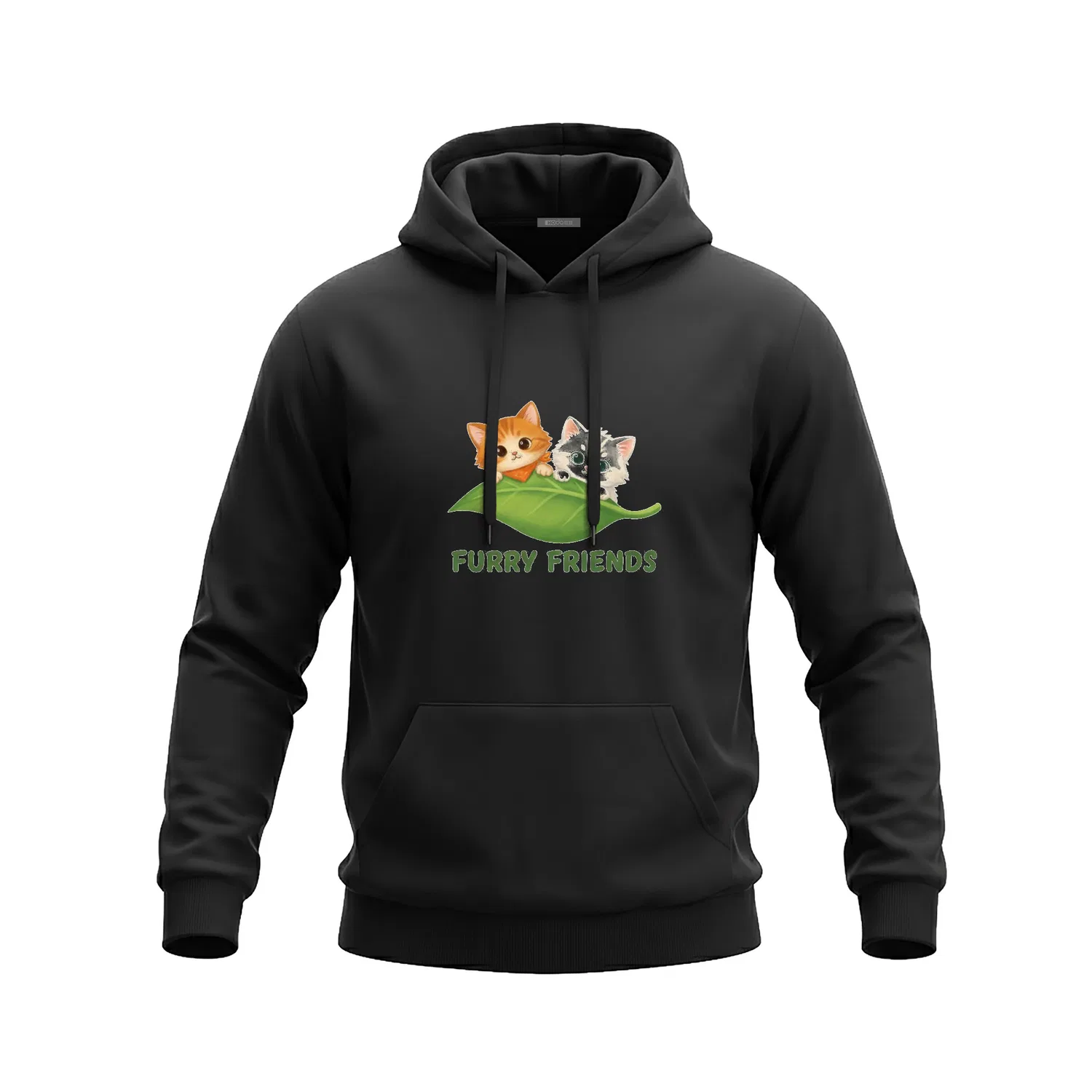 Детский худи с принтом FURRY FRIENDS Red bean, Black