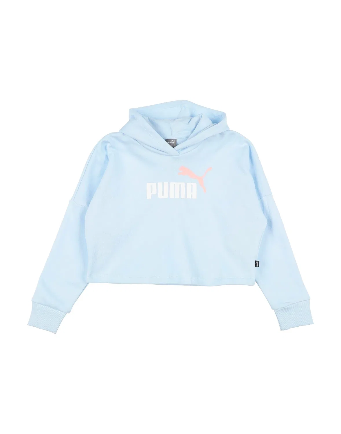 Детский свитшот для девочек на флисе с принтом Puma, светло-голубой
