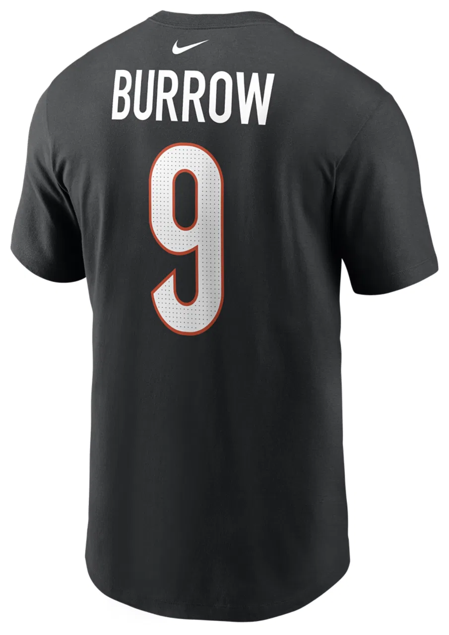 Мужская футболка из хлопка с принтом Bengals Name & Number Nike, черный — фото 3