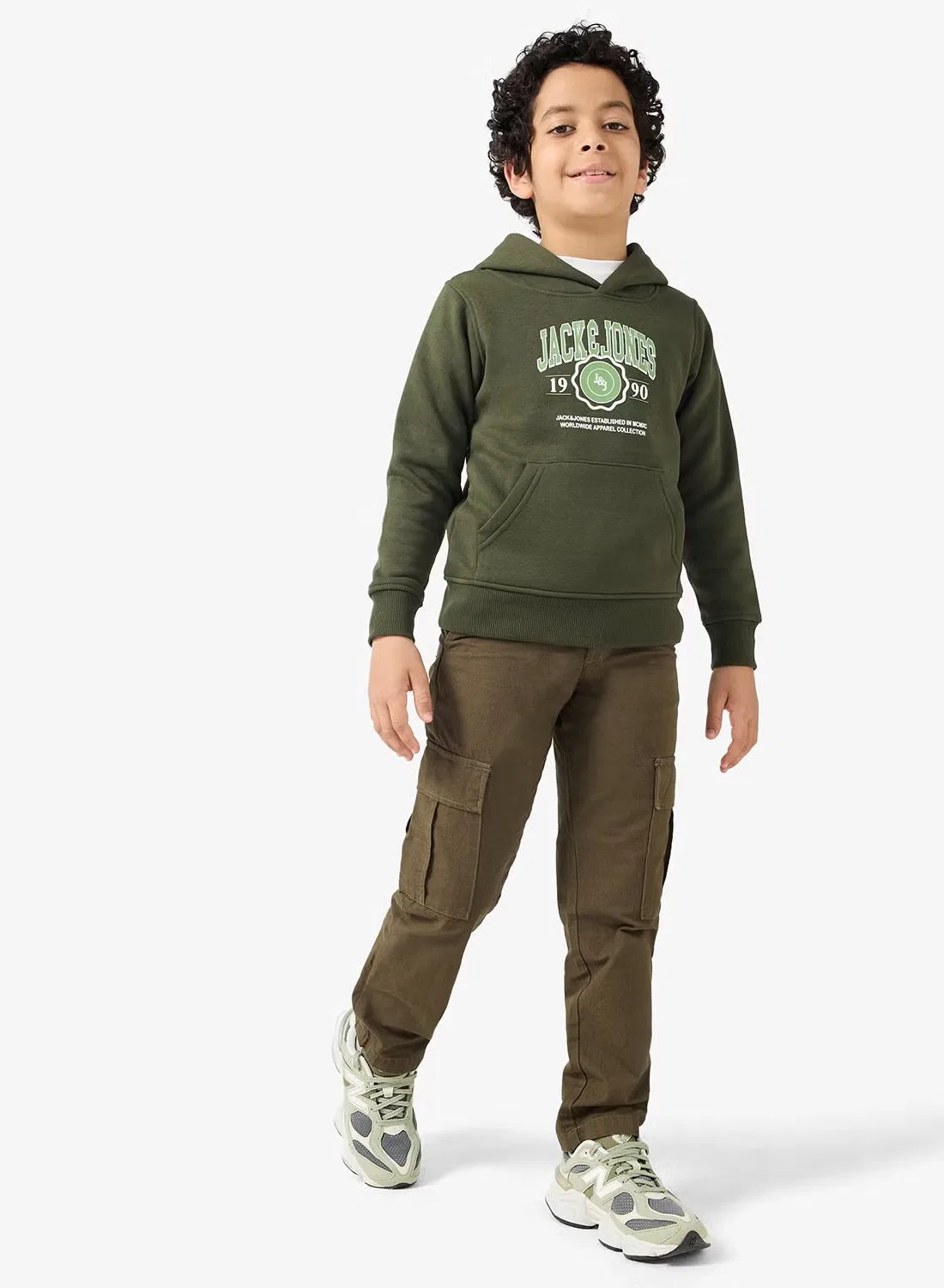 Худи детское с капюшоном jjmako Jack & Jones Junior, зеленый — фото 4