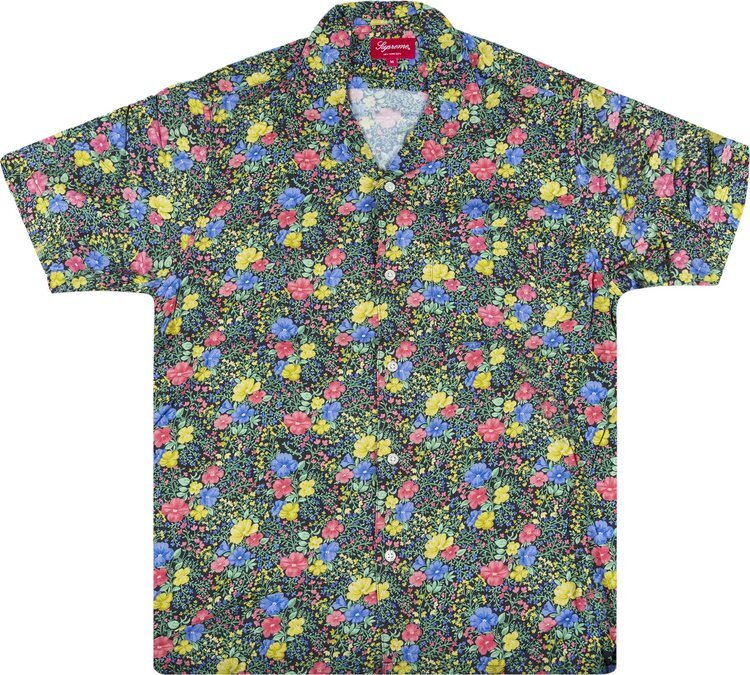 

Рубашка Supreme Mini Floral Rayon Short-Sleeve Shirt 'Black', черный