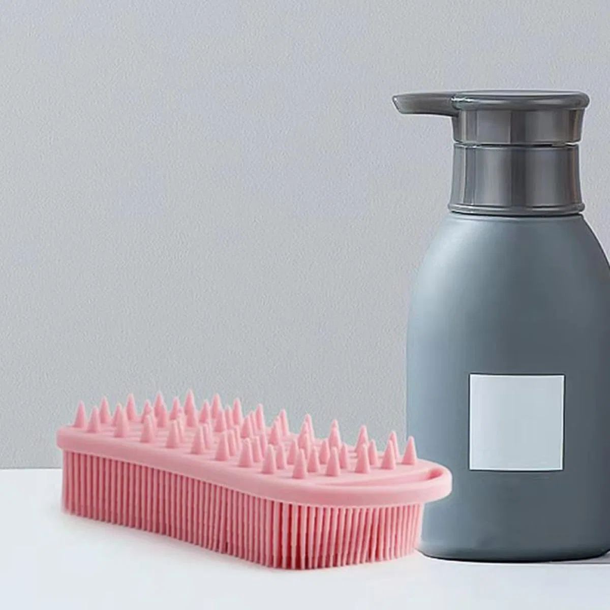 Силиконовая щетка для тела Mikikit, 14.2x7x3.6 см, Розовый — фото 4