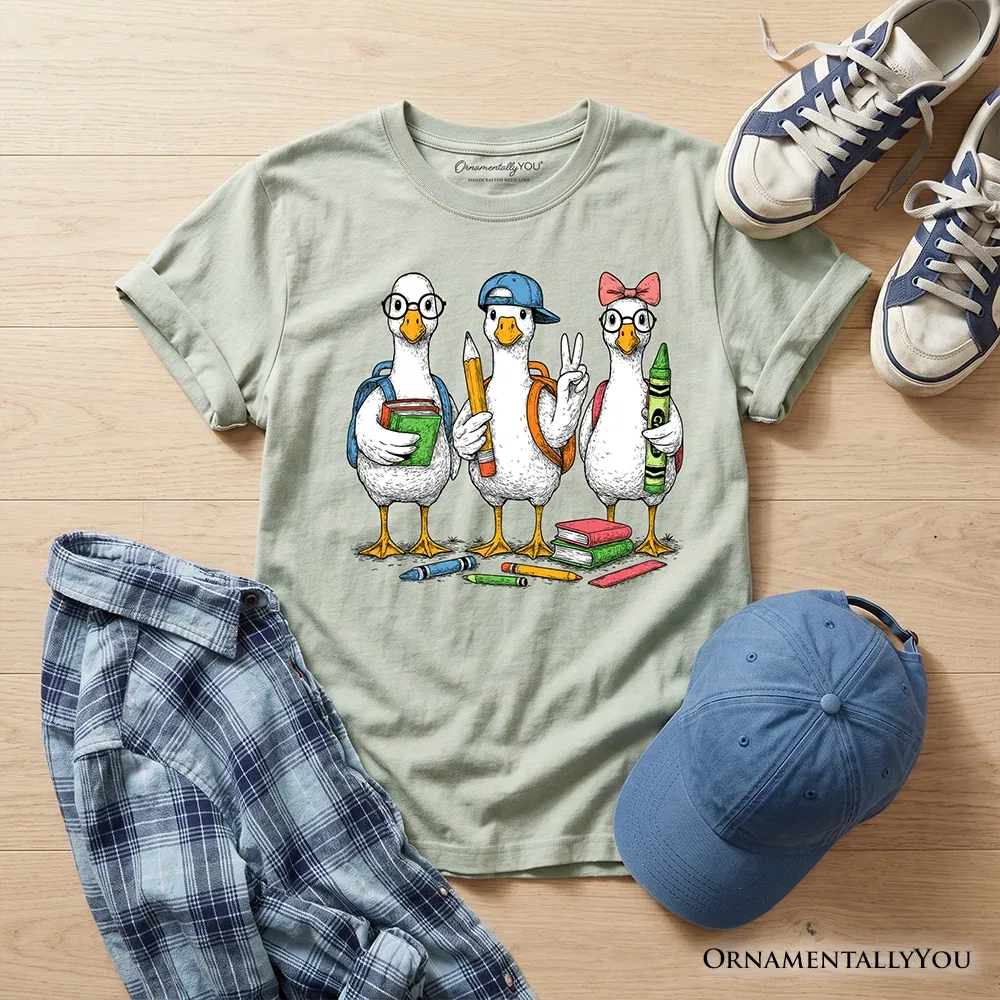 Детская футболка для мальчиков с принтом гуся Cute Goose Youth Back to School OrnamentallyYou, Sage