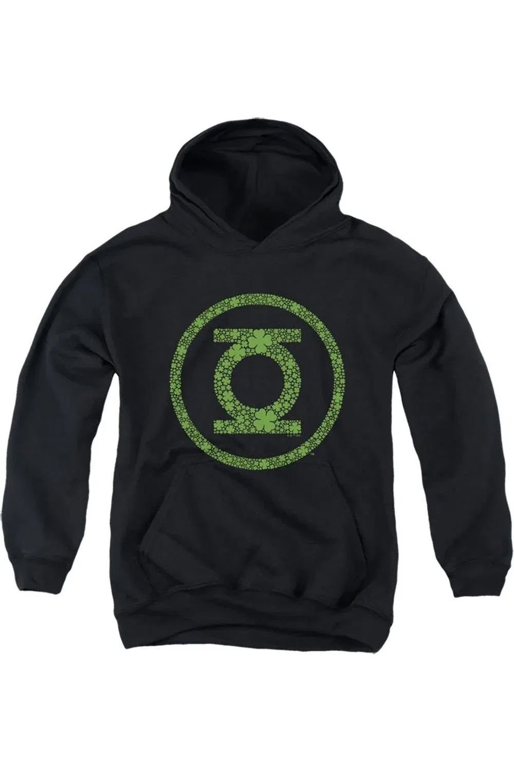 Детское худи с капюшоном с принтом Green Lantern St. Patrick´s Day Shamrock Logo Gildan, черный
