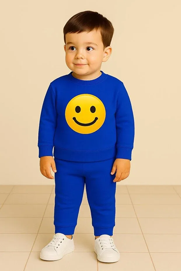 Детское платье-свитшот с принтом Smiley Emoji Printed Playwear, Blue