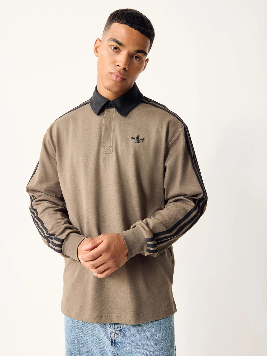 Поло регби с длинным рукавом, adidas Originals, коричневый