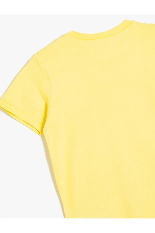 Детская футболка для мальчиков хлопковая Basic t-shirt short sleeve crew neck cotton Koton, Yellow — фото 3