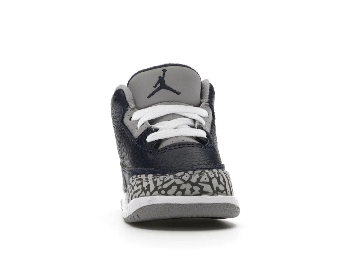 Детские кроссовки для мальчиков с принтом Jordan 3 Retro Georgetown (2021) (TD) Jordan, Midnight Navy Cement Grey-White — фото 2