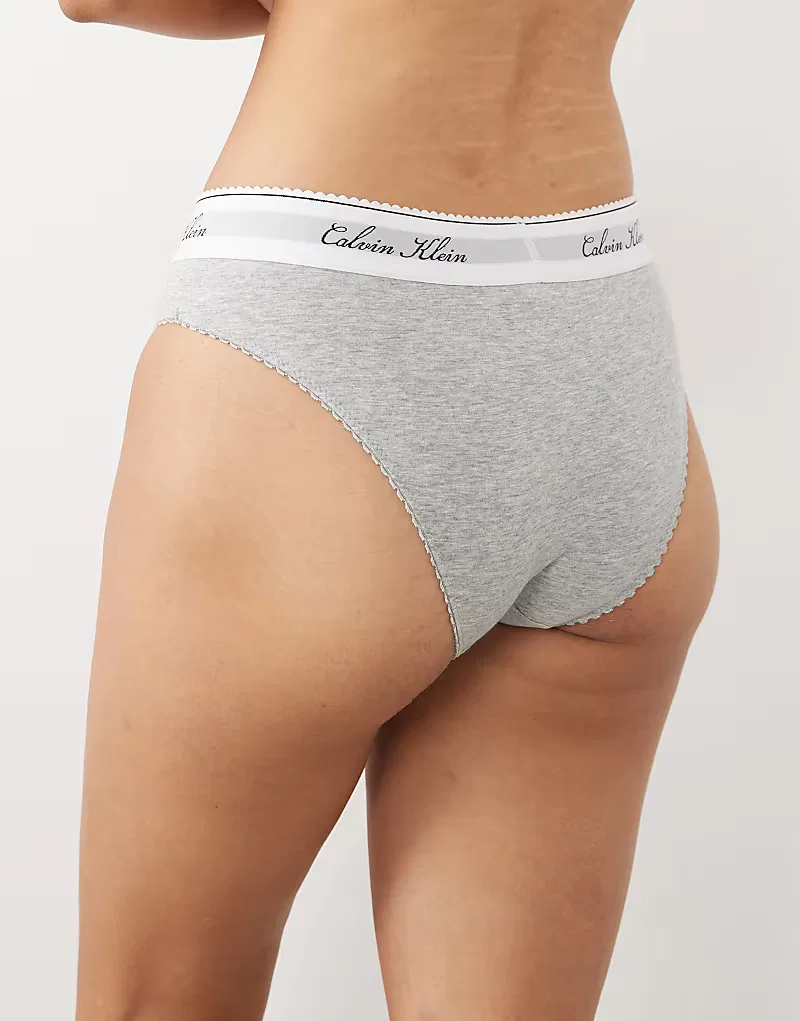 Трусики-бикини с фирменным логотипом Calvin Klein, серо-серый — фото 4