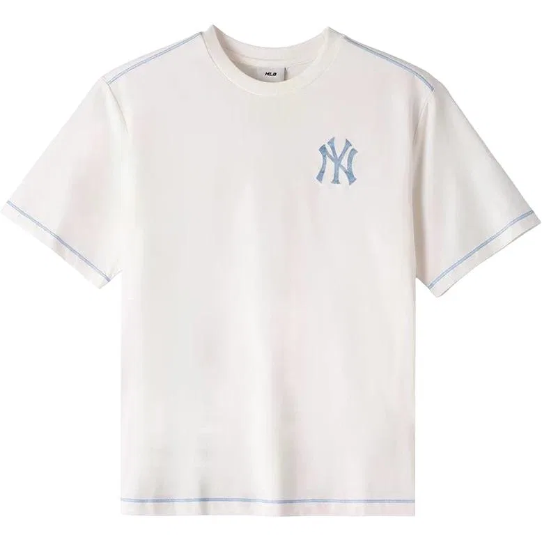 Футболка с круглым вырезом, повседневная, MLB, White/Blue/Black — фото 3