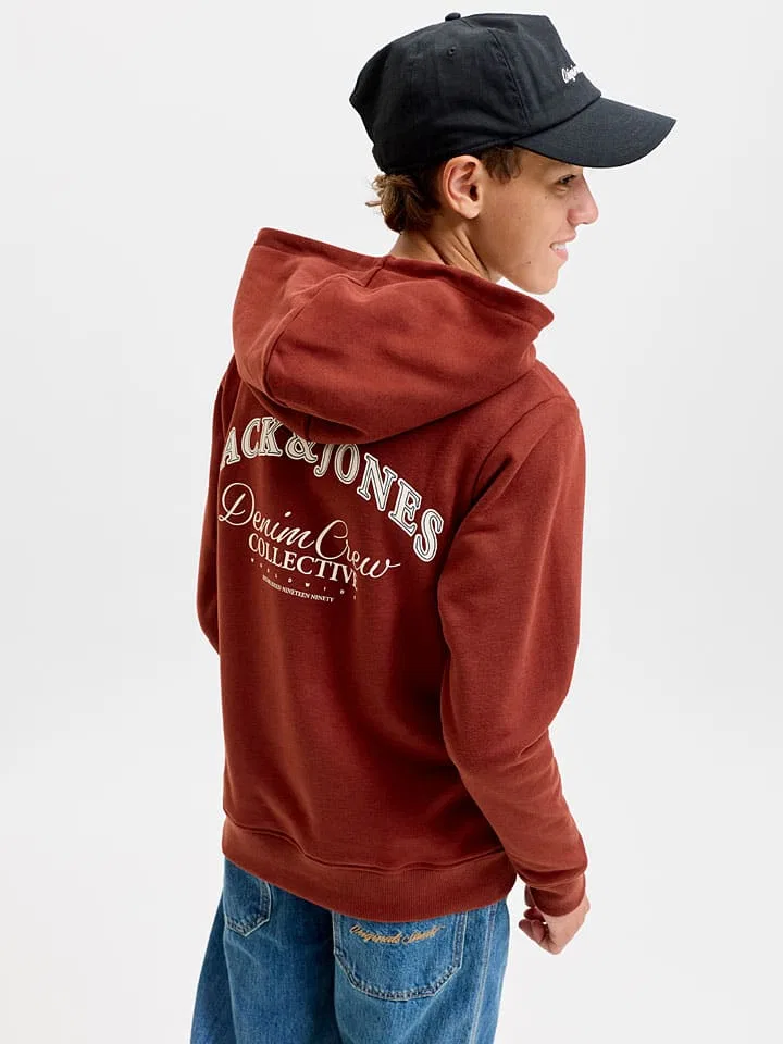 Худи с капюшоном Jack & Jones Junior, красно-коричневый — фото 2