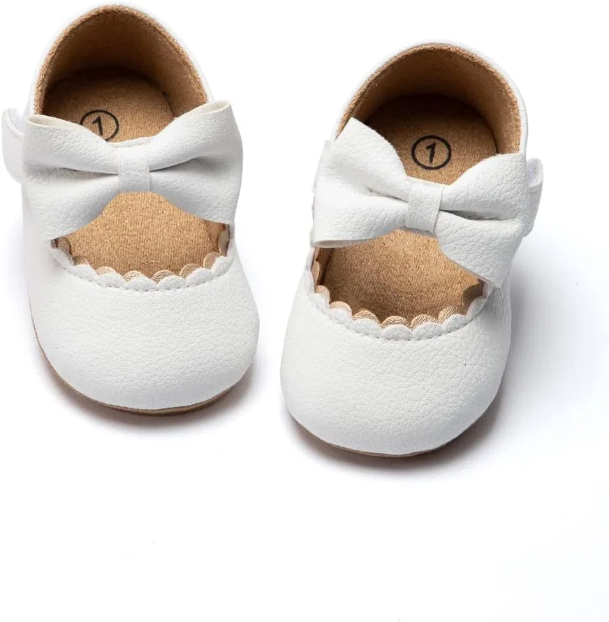 Детские туфли Мэри Джейн для девочек с бантом Princess Bowknot Wedding Newborn Dress Shoes, White — фото 3