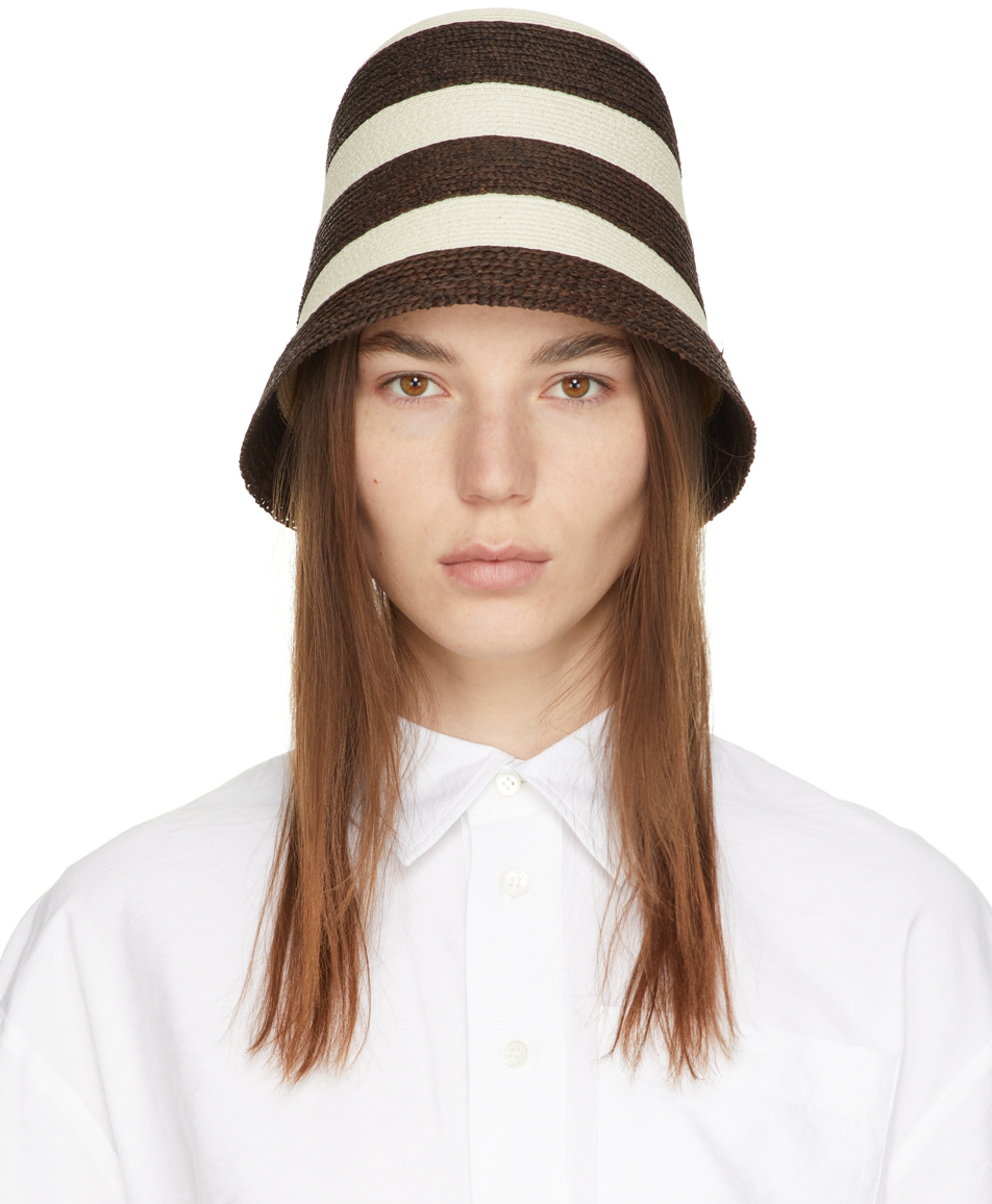 

Коричнево-бежевая пляжная шляпа Orma в полоску S Max Mara