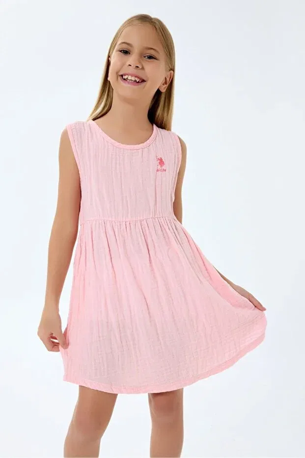 Детское платье для девочек хлопковое U.S. Polo Assn., Salmon
