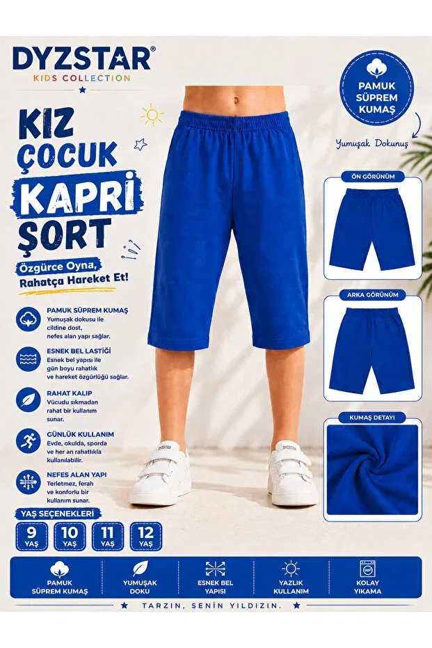 Детские шорты для девочек хлопковые с принтом Saks M.I Dyzstar, Saksblue — фото 2