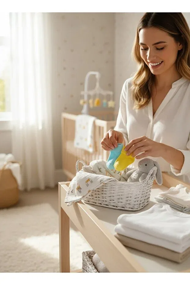 Детский комплект носков для девочек 3 пары Basics Nio Lua, Blue-White-Yellow — фото 2