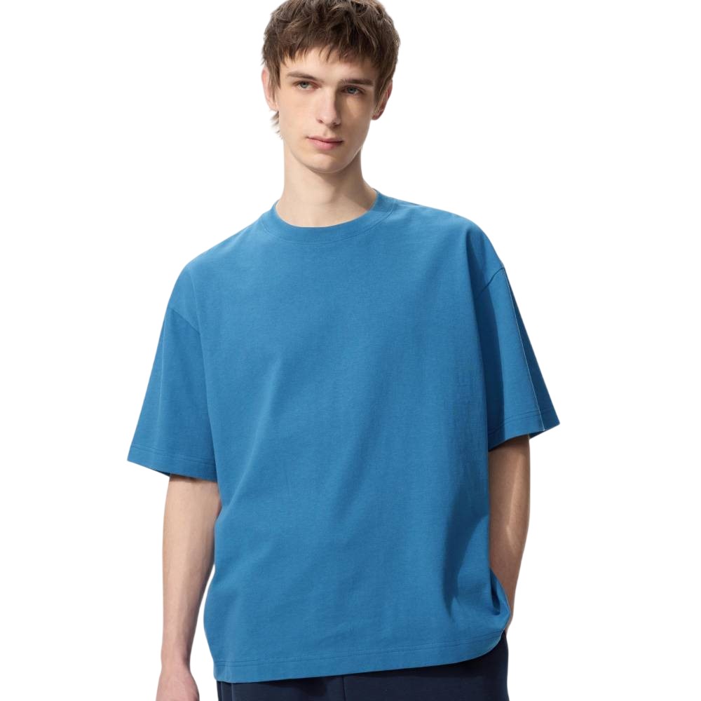 Футболка  Uniqlo Boxy Сropped Unisex, 67 синий — фото 2