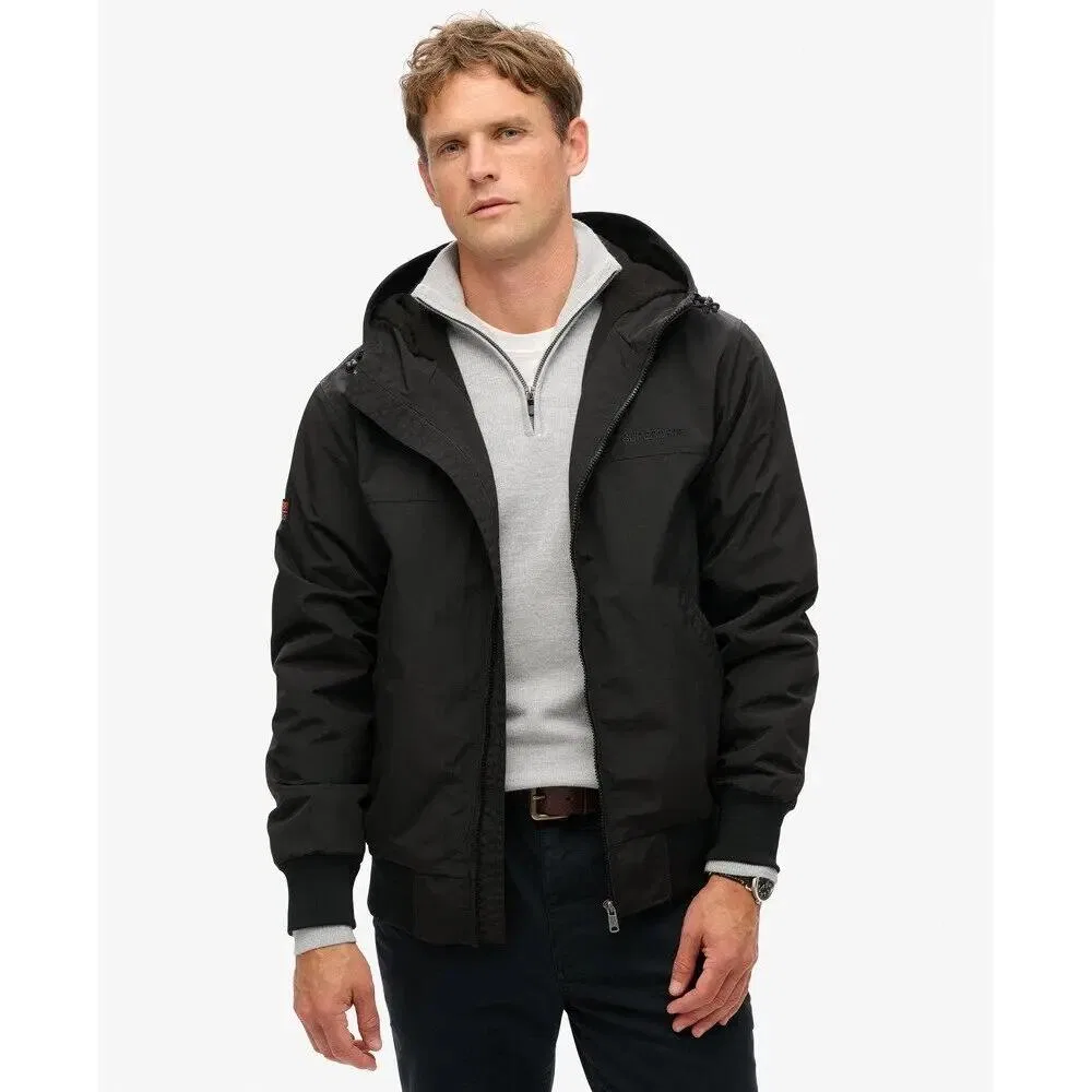 Мужская куртка-бомбер с капюшоном из нейлона Superdry Surplus, Schwarz — фото 4