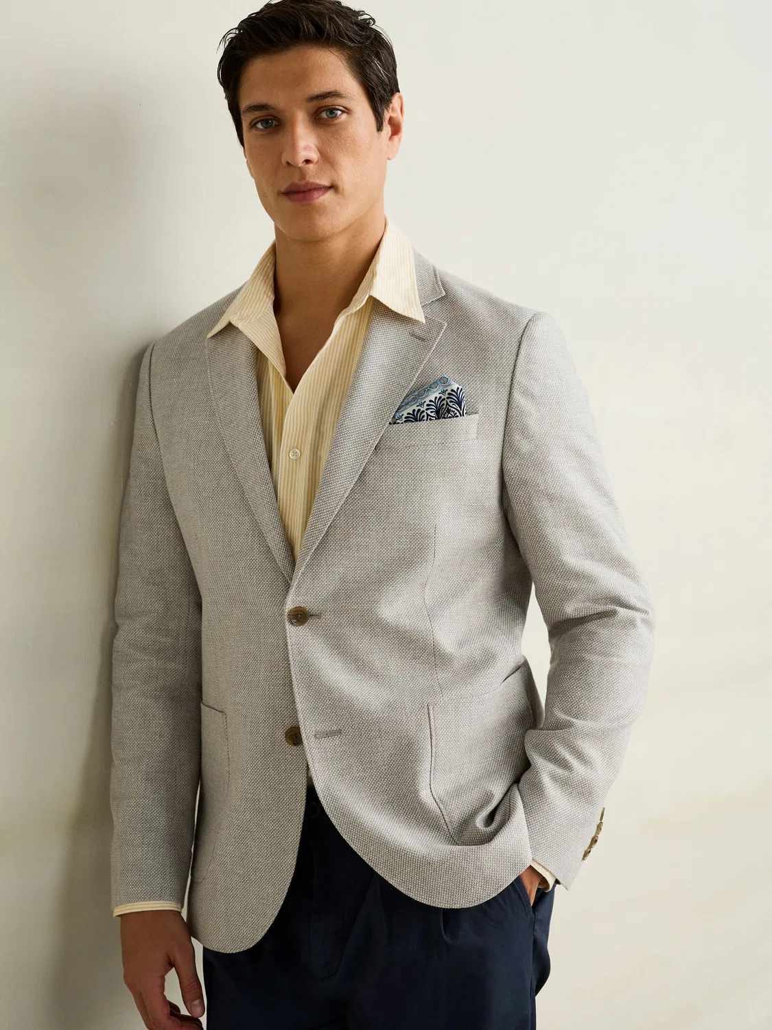 Пиджак из льняной смеси с текстурой, Slim Fit Next, светло-серый — фото 4