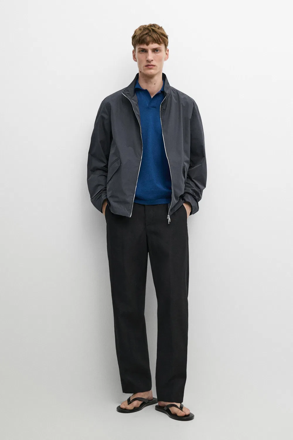 Куртка Massimo Dutti, с высоким воротником и карманами, темно-серый