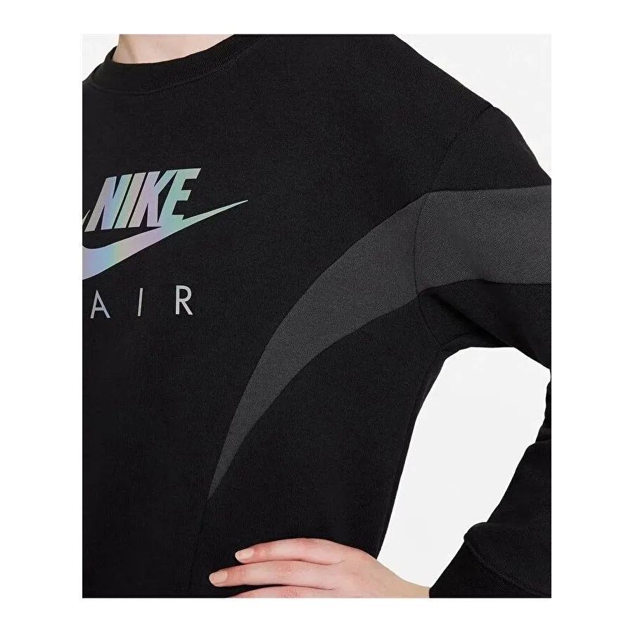 Детский свитшот с длинным рукавом Nike G Nsw Aır Ft Bf Crew, Черный — фото 4