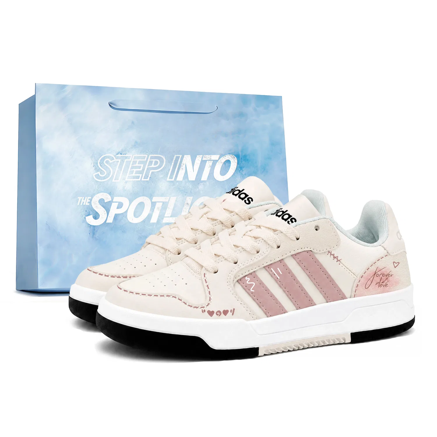 Детские кроссовки-скейтборд с принтом 25 см ENTRAP Skateboard Shoes Unisex Low Top Pink Adidas, Pink