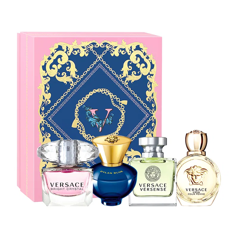 Женский набор мини-парфюмов VERSACE, 4 x 5 мл, Crystal Diamond+Heartbeat+Ainas+Dylan, VERSACE, Multicolor
