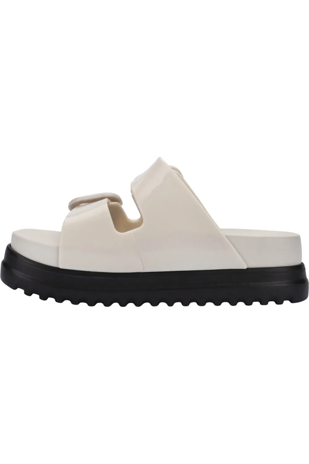 Сандалии детские платформа с рифленой подошвой Cozy Platform Slide Mini Melissa, черный/бежевый — фото 4