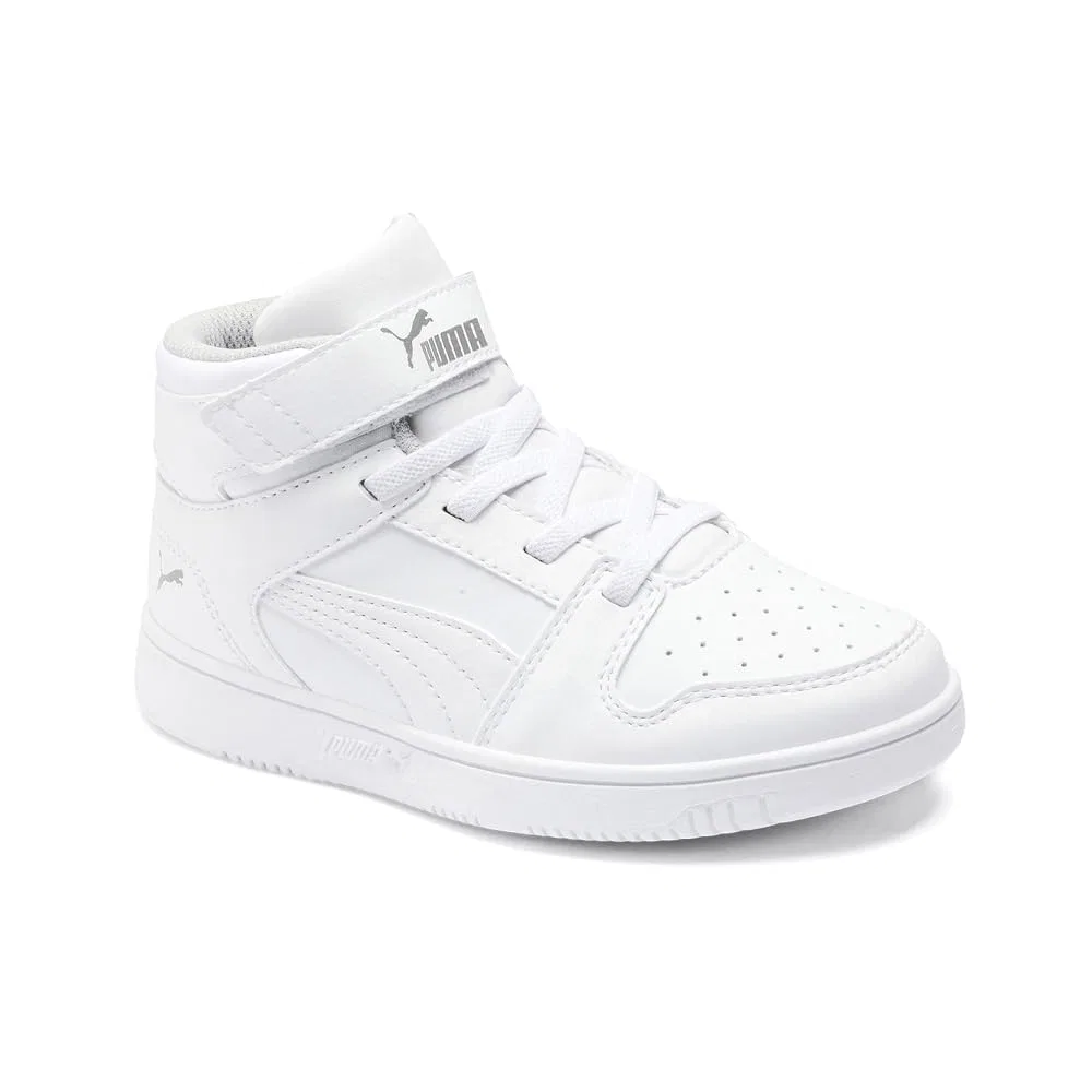 Детские кроссовки для мальчиков с высокой посадкой Rebound Velcro Layup PUMA PUMA White PUMA Black Grey Purple — фото 2
