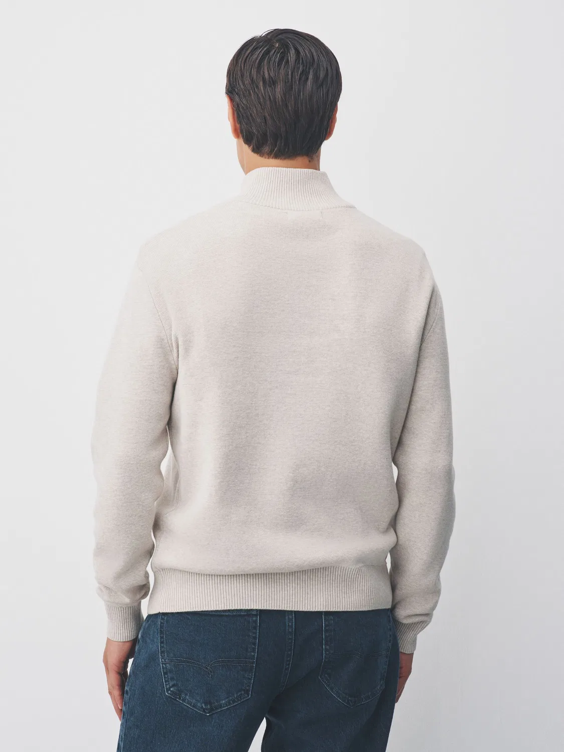 Джемпер регулярный, Милано-вязание, Quarter Zip Jumper Next, овсяный — фото 3