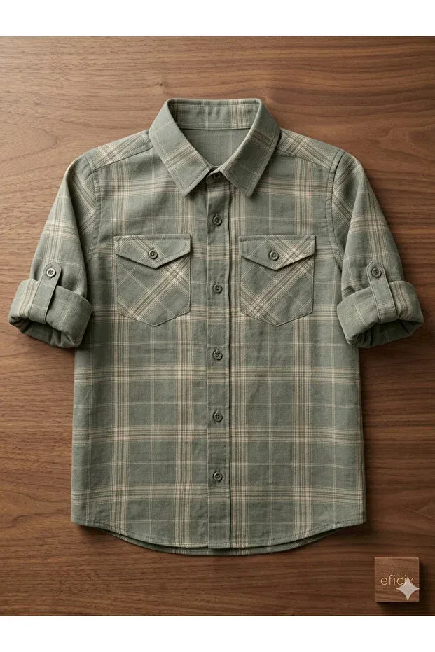Детская рубашка для мальчиков с длинным рукавом Lumberjack Shirt Umutun Dolabi, Khaki