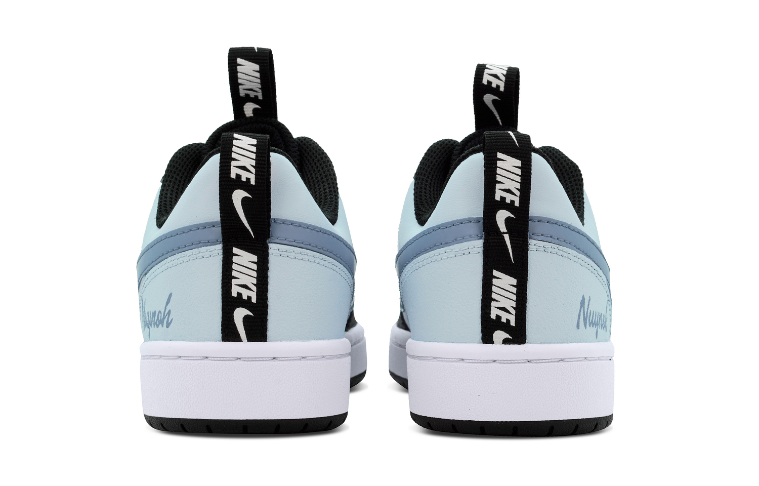 Nike Кроссовки для скейтбординга Court Borough Low 2 с противоскользящей и износостойкой подошвой, низкие, для детей, бело-голубые, для подростков — фото 4