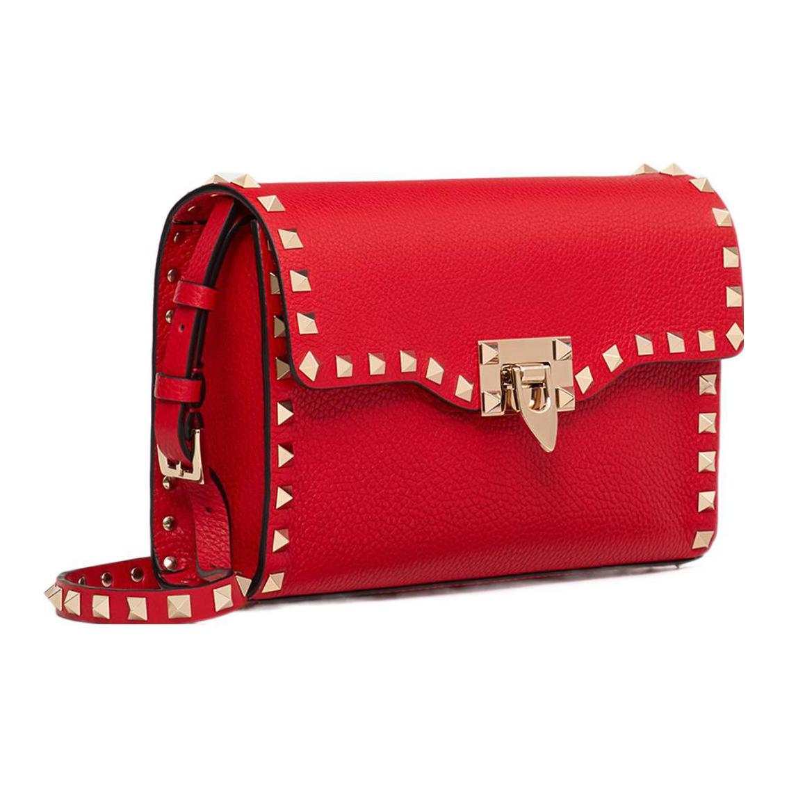 Valentino Сумка через плечо из телячьей кожи Rockstud женская красная — фото 2