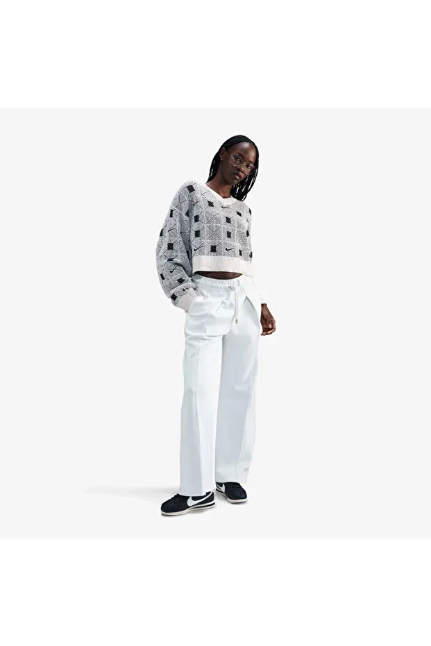 Женские спортивные брюки с высокой талией Naomi Osaka High-Waisted Loose Knit Pant'S Summit White Nike, White — фото 4