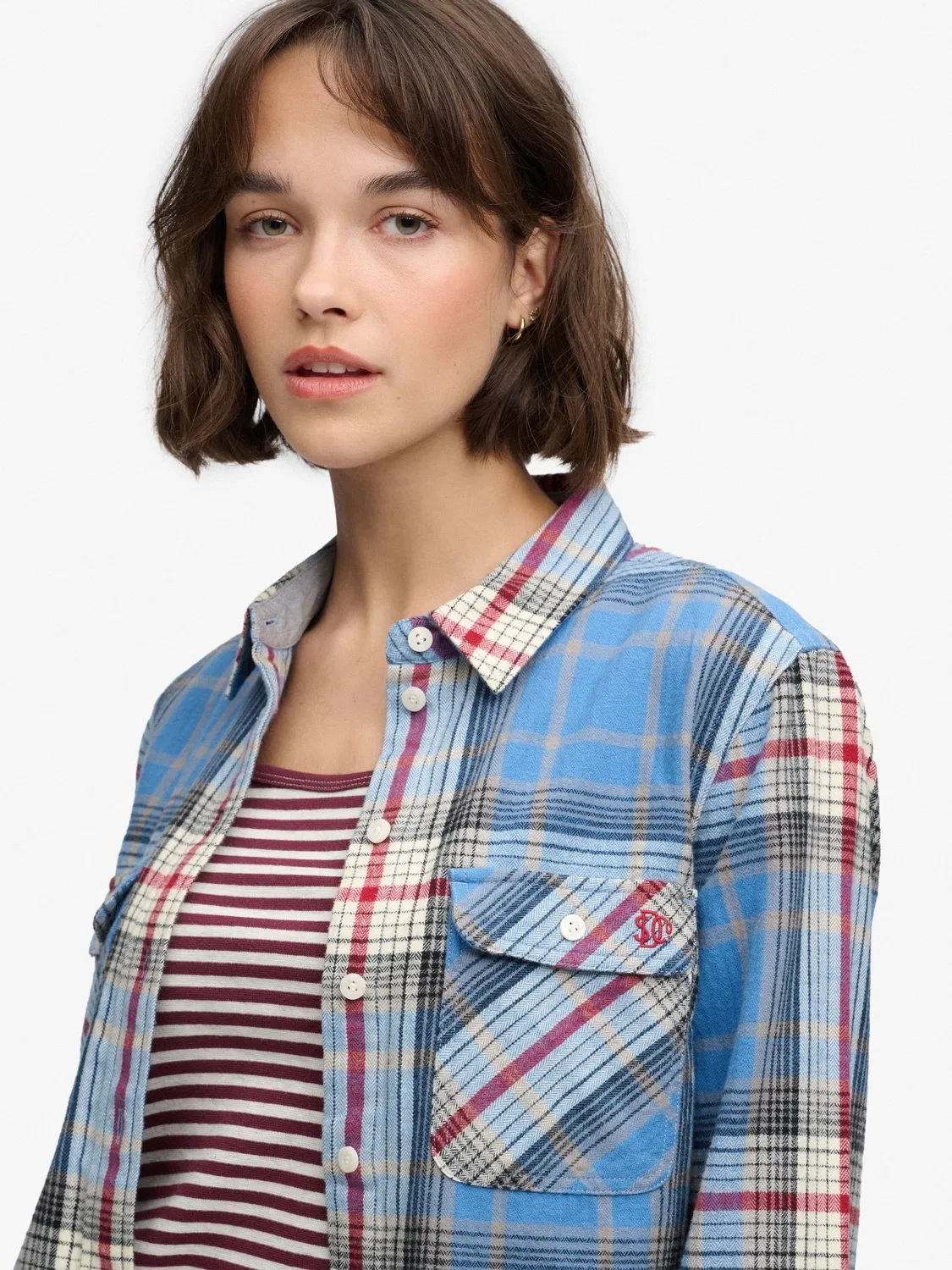 Небесно-голубая фланелевая рубашка в клетку Superdry Lumberjack — фото 3